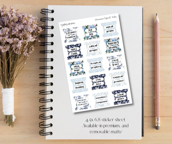 Chinoiserie Tab Stickers for Planners and Journals and Bibles