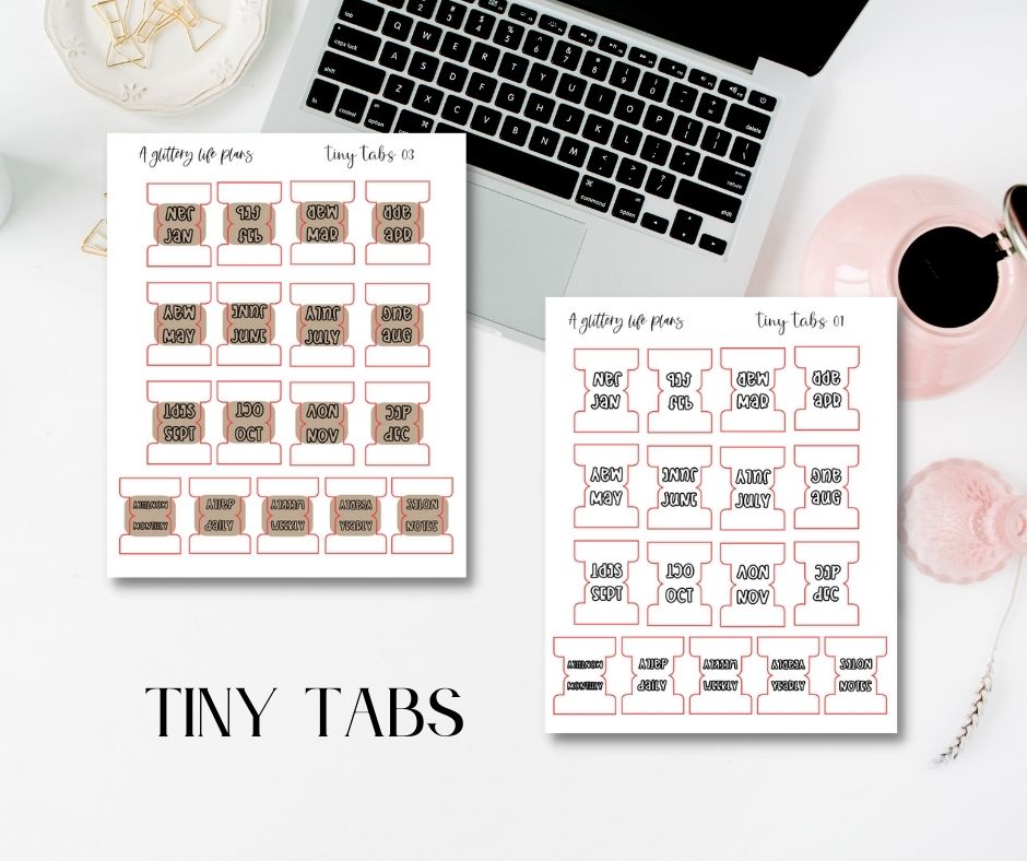 Tiny Tabs Planner and Journal Sticker Sheets – A Glittery Life Plans