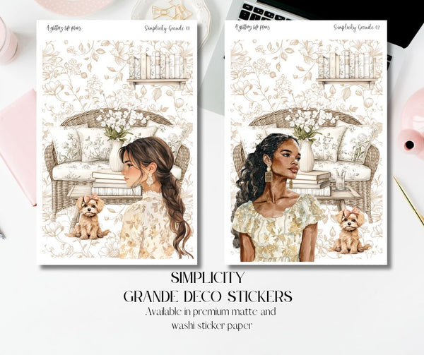 Grande Simplicity deco Sticker Sheet for Planners and Journals