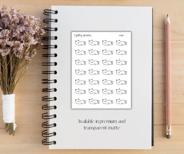 Nope Cat Planner and Journaling Sticker Sheet