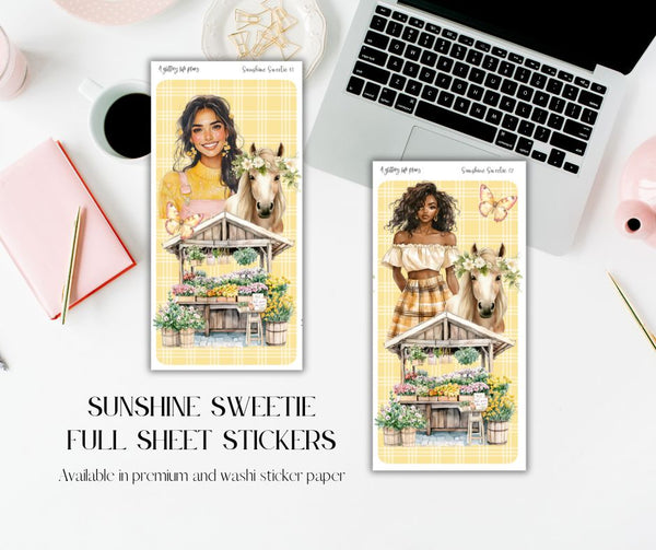 Full Sheet Sunshine Sweetie deco Sticker Sheet for Planners and Journals