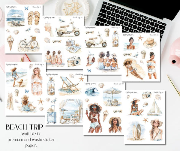 Beach Trip Decorative Stickers for Planners and Journals