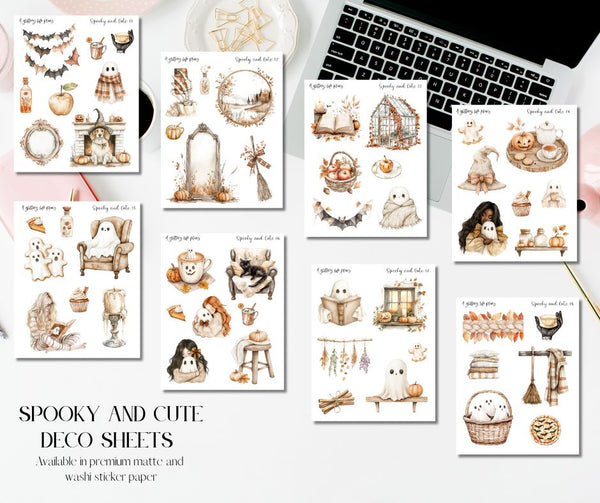 Spooky and Cute Decorative Stickers for Planners and Journals