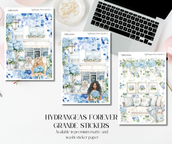 Hydrangeas Forever 2025 Shop Anniversary Grande deco Sticker Sheet for Planners and Journals