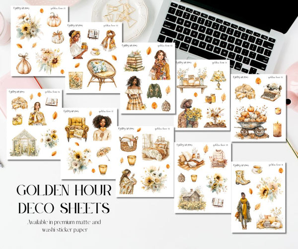 Golden Hour Decorative Stickers for Planners and Journals