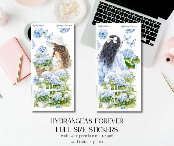 Full Sheet Hydrangeas Forever 2025 shop anniversary deco Sticker Sheet for Planners and Journals