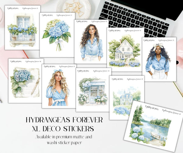 XL Hydrangeas Forever Shop Anniversary Collection Decorative Stickers for Planners and Journals