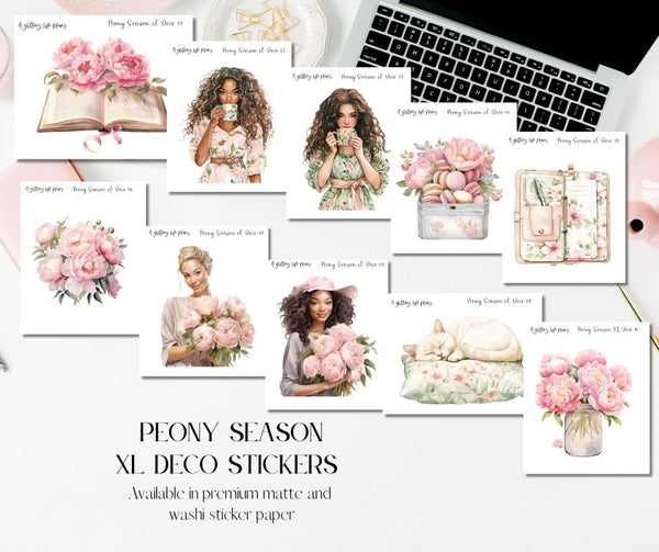 XL Peony Season Decorative Stickers for Planners and Journals