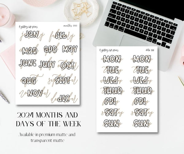 Days of the Week Planner Sticker Sheets