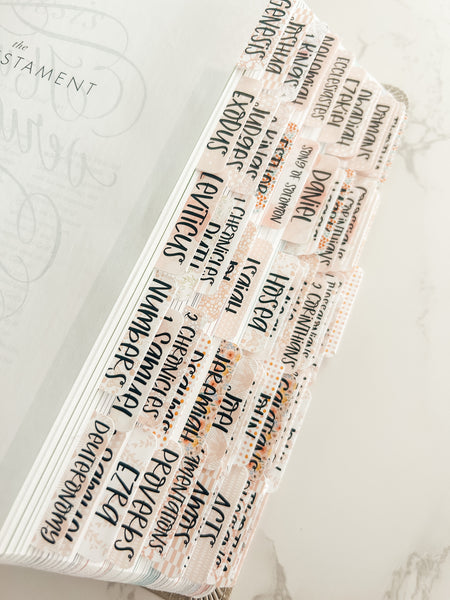 Blush Boho Bible Tabs, Bible Index Tabs, Bible Tab Stickers