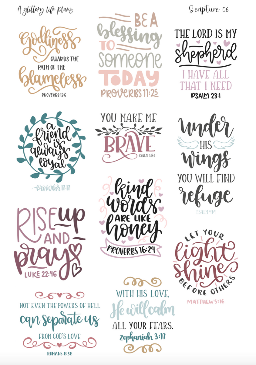 Christian Bible Verses Scriptures Planner Stickers | Floral Stickers |  Christian Stickers | Bible Verses | Scripture Stickers (MS-013)