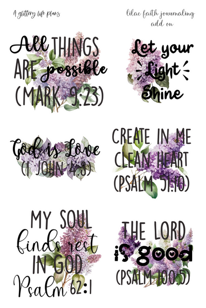 Lilac Scripture Add on Stickers for Planners and Journals