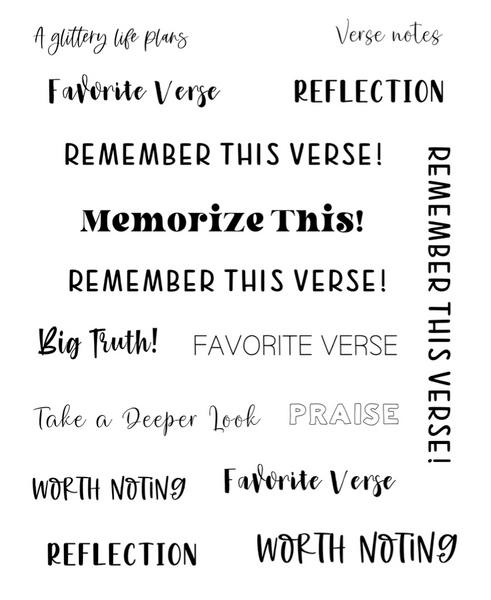 Faith Journaling variety sheet- Stickers for planners, journals and Bibles