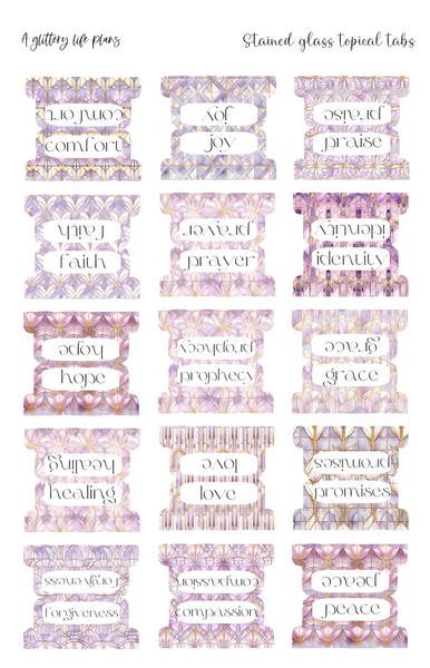 Stained Glass Tab Stickers for Planners and Journals and Bibles