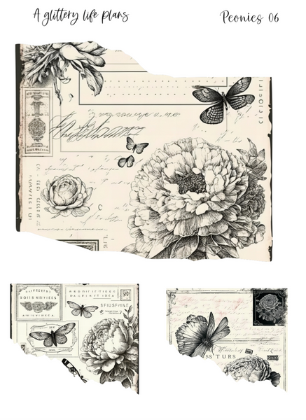 Peonies Layering Large Deco Stickers for Planners and Journals