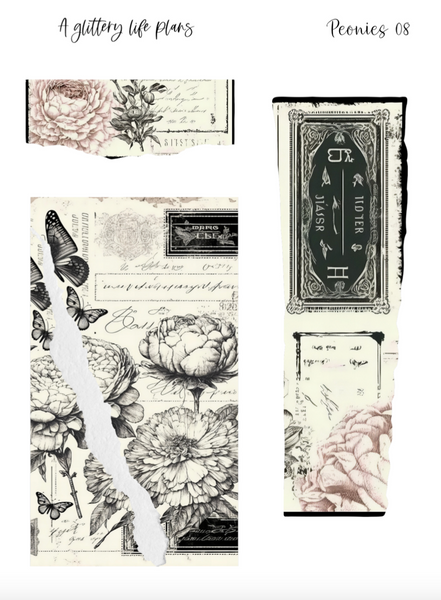 Peonies Layering Large Deco Stickers for Planners and Journals