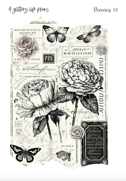 Peonies Layering Large Deco Stickers for Planners and Journals