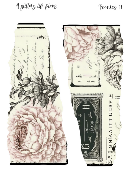 Peonies Layering Large Deco Stickers for Planners and Journals