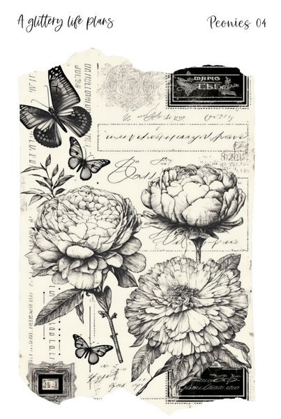 Peonies Layering Large Deco Stickers for Planners and Journals