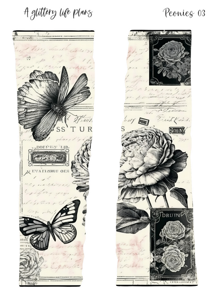 Peonies Layering Large Deco Stickers for Planners and Journals