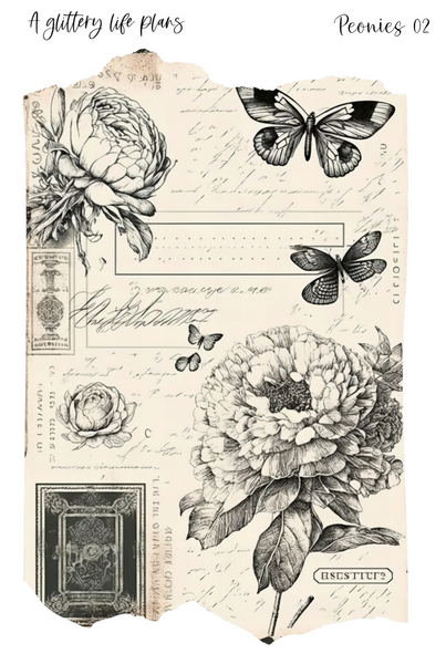 Peonies Layering Large Deco Stickers for Planners and Journals