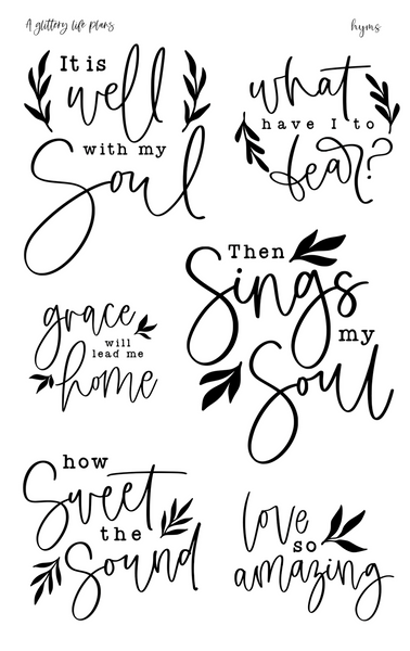 Bible Journaling Hymns Script Stickers for Planners and Journals