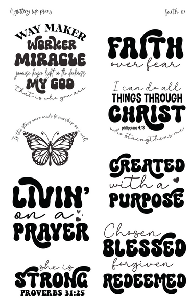 Bible Journaling (Faith 07) Script Stickers for Planners and Journals