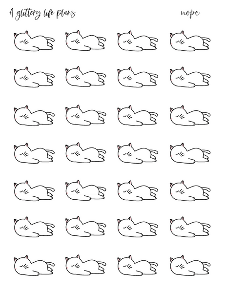 Nope Cat Planner and Journaling Sticker Sheet