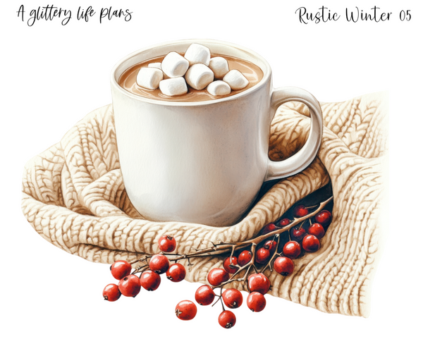 Rustic Winter XL Large Deco Stickers for Planners and Journals