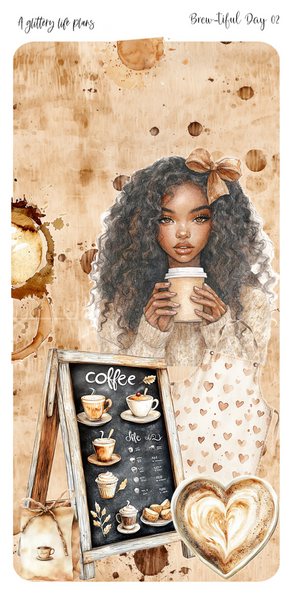 Full Sheet Brew-tiful Day deco Sticker Sheet for Planners and Journals