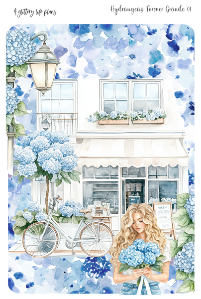 Hydrangeas Forever 2025 Shop Anniversary Grande deco Sticker Sheet for Planners and Journals