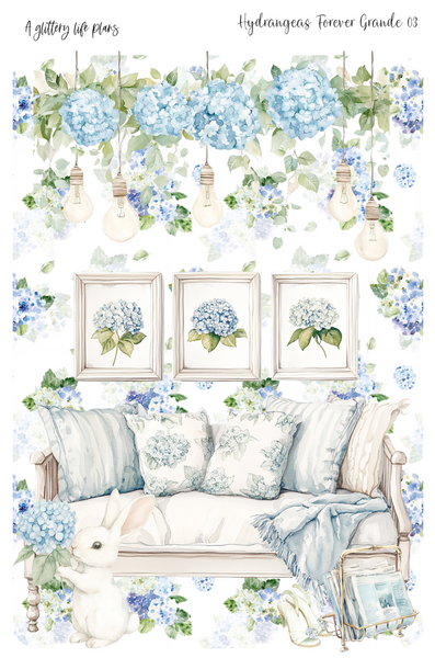 Hydrangeas Forever 2025 Shop Anniversary Grande deco Sticker Sheet for Planners and Journals