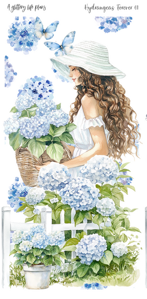 Full Sheet Hydrangeas Forever 2025 shop anniversary deco Sticker Sheet for Planners and Journals