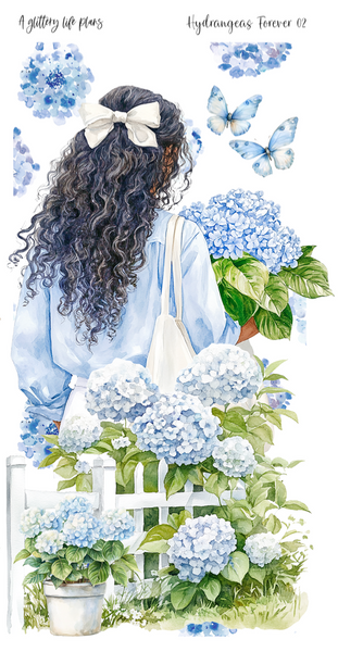 Full Sheet Hydrangeas Forever 2025 shop anniversary deco Sticker Sheet for Planners and Journals