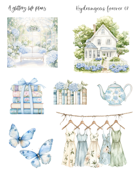 Hydrangeas Forever 2025 Anniversary Decorative Stickers for Planners and Journals