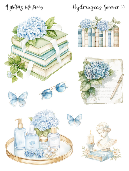 Hydrangeas Forever 2025 Anniversary Decorative Stickers for Planners and Journals