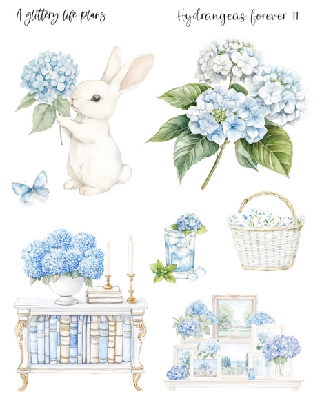 Hydrangeas Forever 2025 Anniversary Decorative Stickers for Planners and Journals