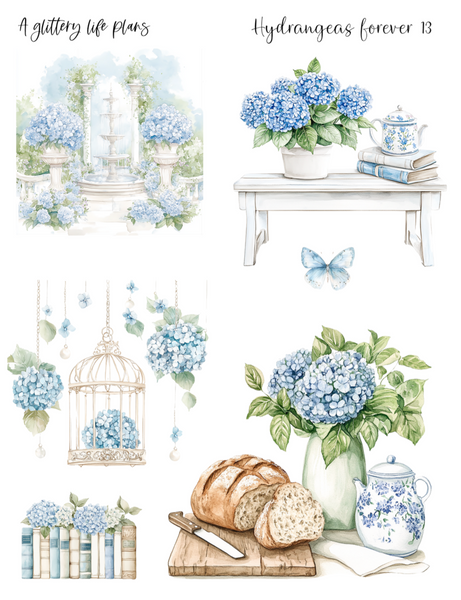 Hydrangeas Forever 2025 Anniversary Decorative Stickers for Planners and Journals