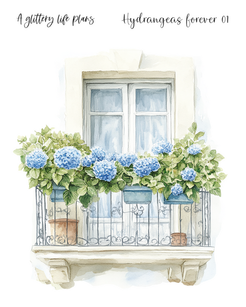 XL Hydrangeas Forever Shop Anniversary Collection Decorative Stickers for Planners and Journals