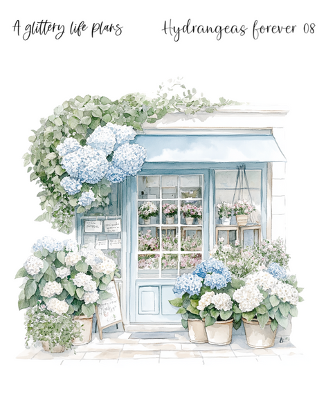 XL Hydrangeas Forever Shop Anniversary Collection Decorative Stickers for Planners and Journals