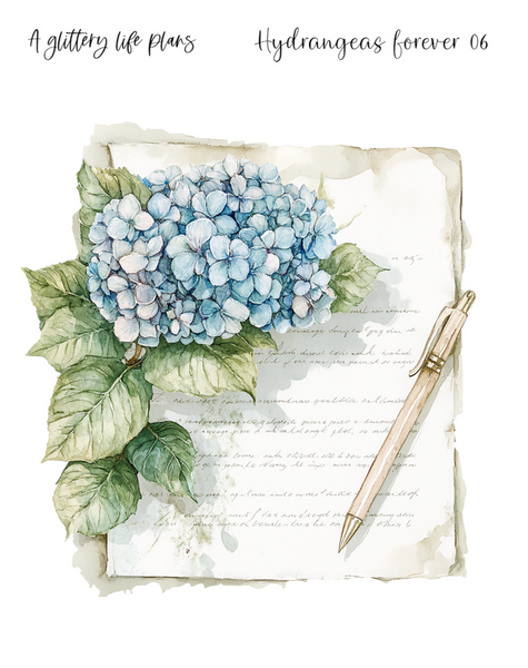 XL Hydrangeas Forever Shop Anniversary Collection Decorative Stickers for Planners and Journals