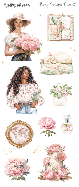 Peony Season deco Sticker Sheets for Planners and Journals