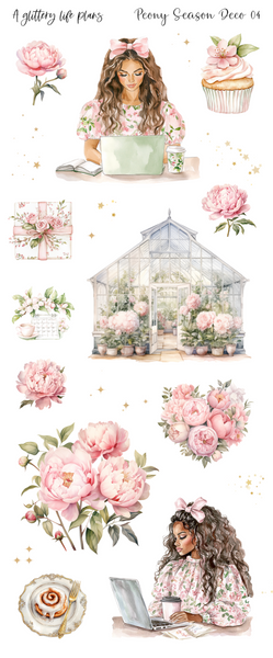 Peony Season deco Sticker Sheets for Planners and Journals