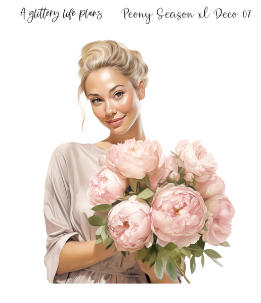 XL Peony Season Decorative Stickers for Planners and Journals