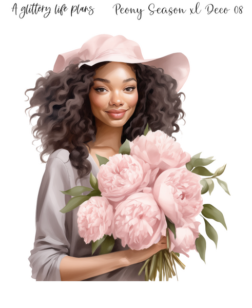 XL Peony Season Decorative Stickers for Planners and Journals