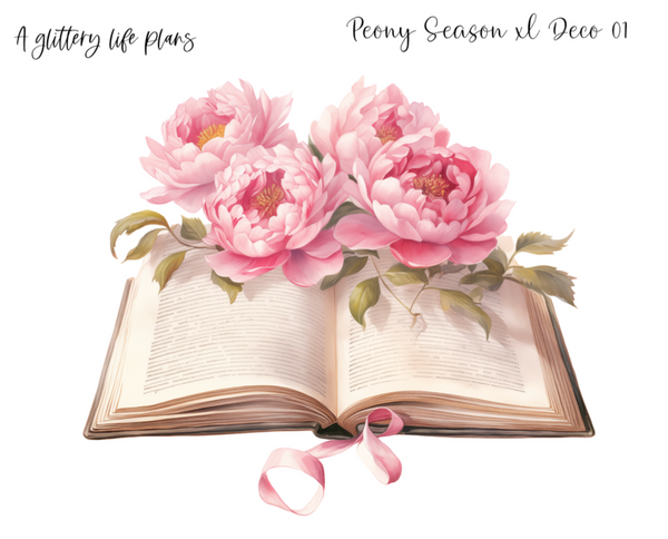 XL Peony Season Decorative Stickers for Planners and Journals