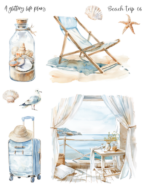 Beach Trip Decorative Stickers for Planners and Journals