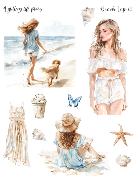 Beach Trip Decorative Stickers for Planners and Journals