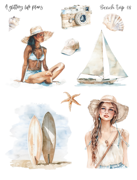 Beach Trip Decorative Stickers for Planners and Journals