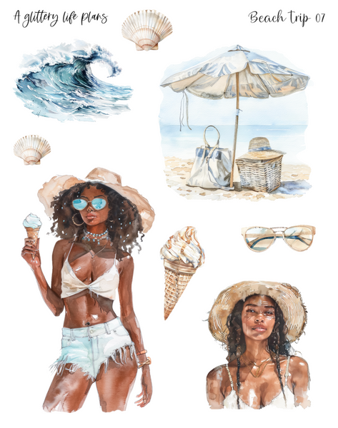 Beach Trip Decorative Stickers for Planners and Journals